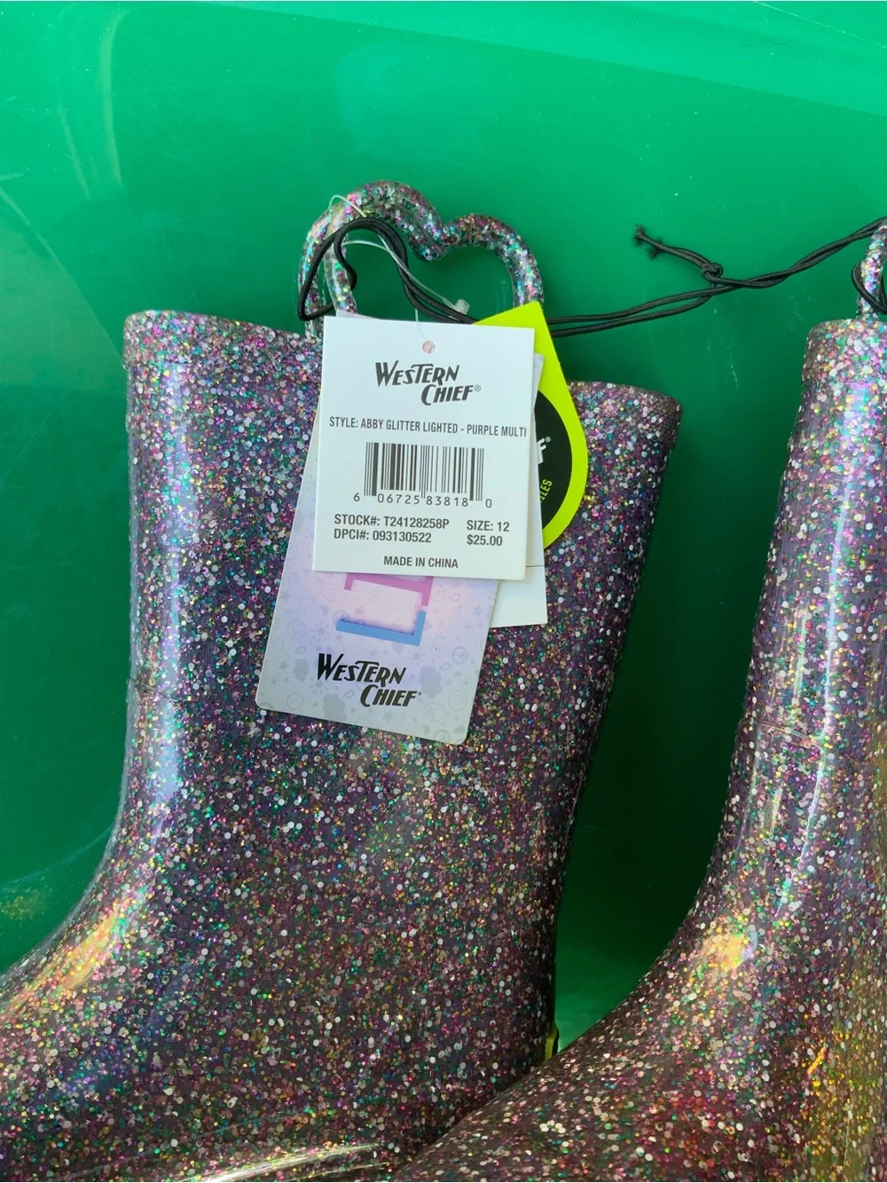 Western Chief Purple Glitter Kids Rain Boots